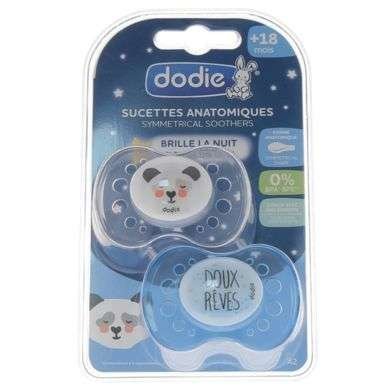 DODIE SUCETTES ANATOMIQUES SYMMETRIC BRILLE LA NUIT + 18 MOIS A2