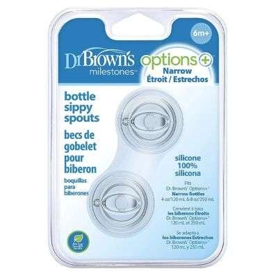 DR BROWNS OPTIONS+ TETINE TRANSITION A BEC COL ETROIT 6 M+ PAQUET DE 2