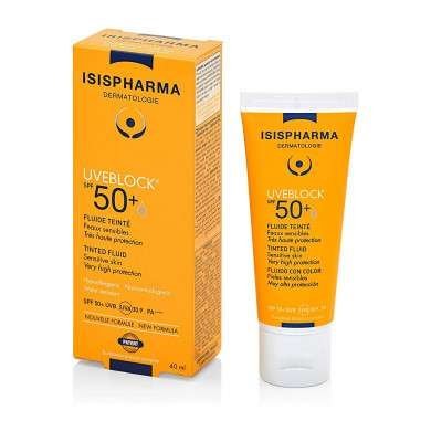ISISPHARMA UVEBLOCK SPF 50+ FLUIDE TEINTE MEDIUM TOUCHER SEC 40 ML